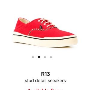 Auth R13 red studded sneakers!